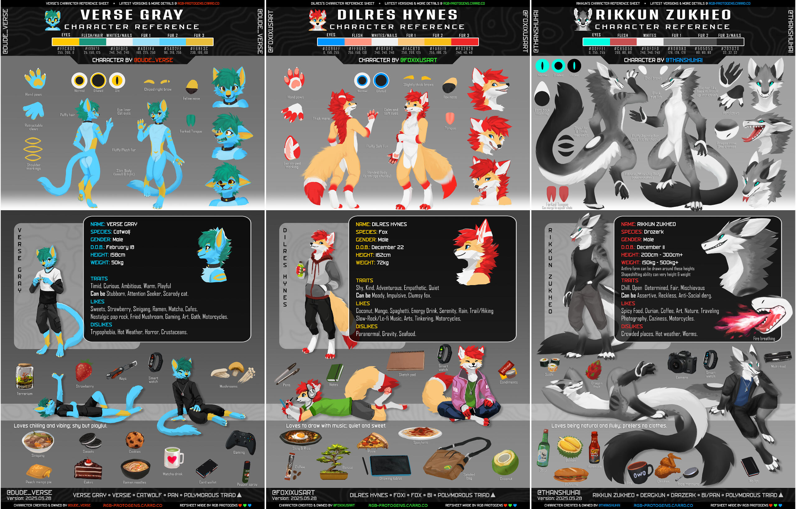 RGB Main Fursonas Refsheets Preview